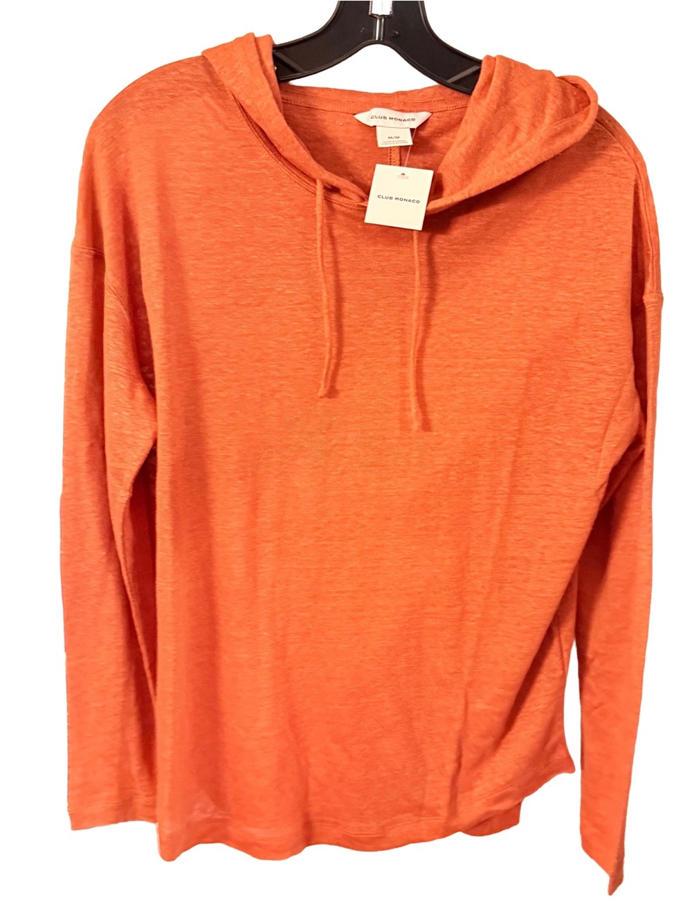 Club Monaco Linen Hoodie Lightweight Slub Orange Sz M NWT